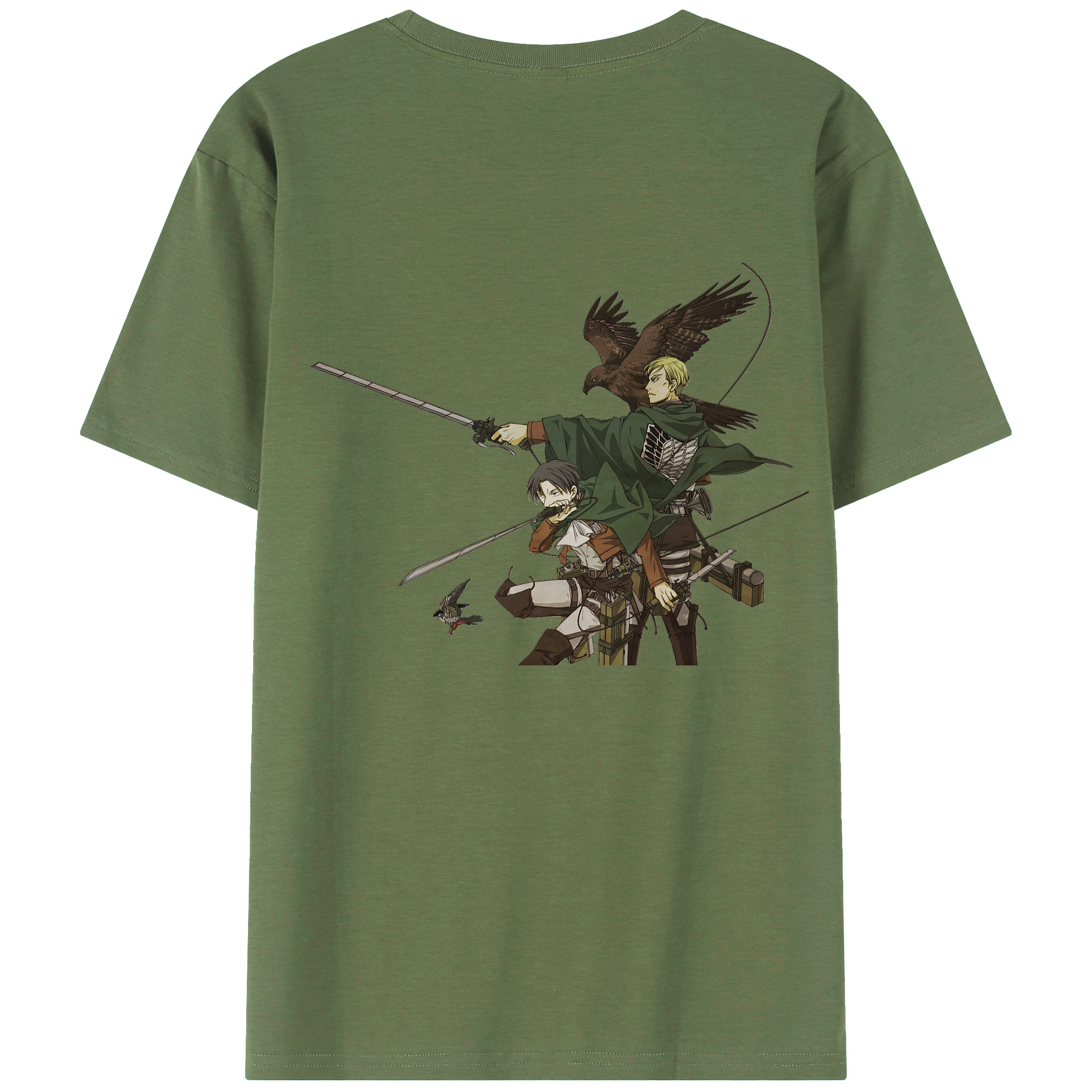 （画像用） 進撃の巨人 Attack on Titan 綿100％ メンズ半袖Tシャツ（バックプリント） 通気性